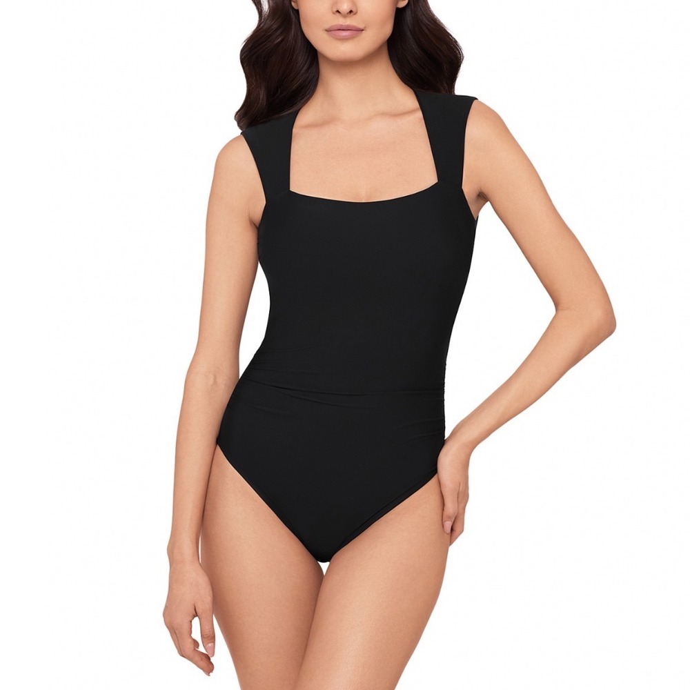 Magicsuit Solid Wren One Piece Swimsuit Black Square Neck 6660070 Womens Size 14